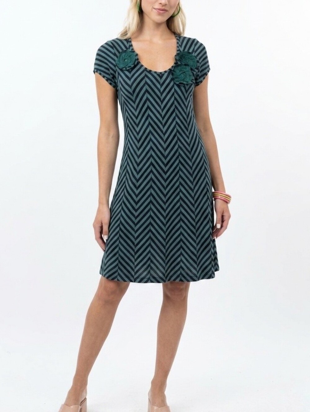 Uncle Frank Striped Chevron Dreas with Floral Accent -